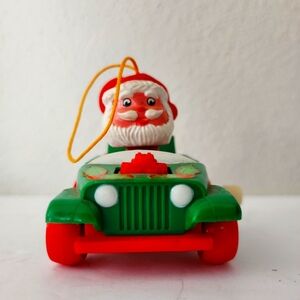 Vintage Santa Claus Jeep Wind Up Toy Still Works Great